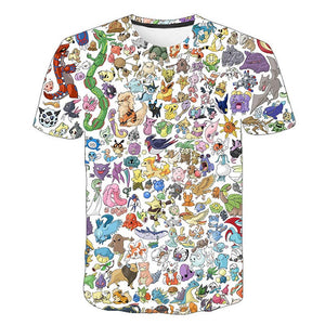 All pokemon Pikachu t shirt 3D printed T-shirt men's