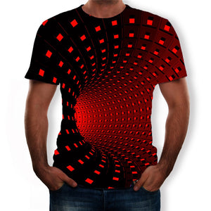 Colorful 3D illusion  printing men's T-shirt