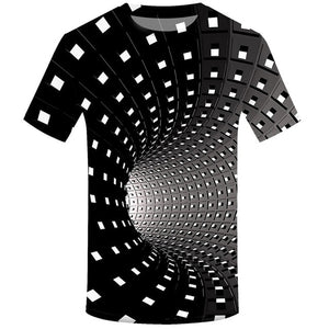 Colorful 3D illusion  printing men's T-shirt