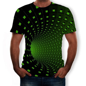 Colorful 3D illusion  printing men's T-shirt