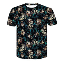 Load image into Gallery viewer, Men&#39;s T-shirt 3d print many skull flowers
