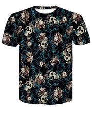 Load image into Gallery viewer, Men&#39;s T-shirt 3d print many skull flowers
