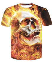 Load image into Gallery viewer, Men&#39;s T-shirt 3d print many skull flowers
