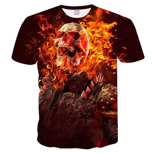 T-shirt Casual 3D blue skull Print Tshirt For Man