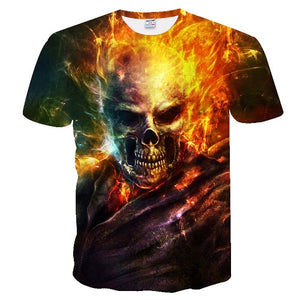 T-shirt Casual 3D blue skull Print Tshirt For Man