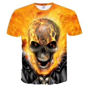 T-shirt Casual 3D blue skull Print Tshirt For Man