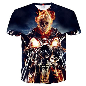 T-shirt Casual 3D blue skull Print Tshirt For Man